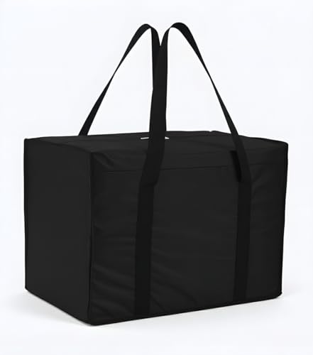 Image of Heart Home Nylon Under Bed Organizer Storage Bag for Clothes, Toys and Stationery | Foldable Garment Organizer for Wardrobe with Zipper & Handles | Closet Storage Bags | Black