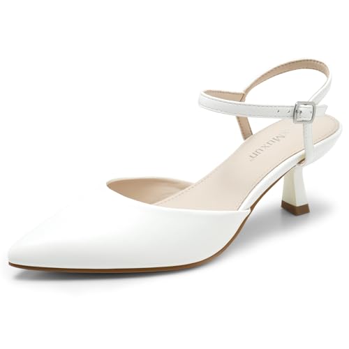 MaxMuxun Women's Kitten Heels 2.7 Inch Closed Pointed Toe Pumps Shoes Wedding Party Dress Shoes for Women