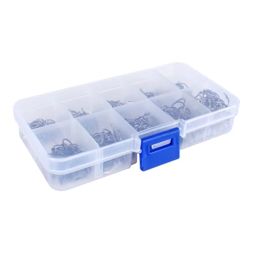 Ciieeo 600 Piezas Anzuelos de Pesca de Acero al Carbono Variedad - con Caja Plástica Resistentes para Pesca Agua Dulce y Salada para Peces Pequeños como Trucha y Perca