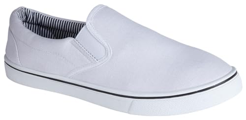 Urban Jacks Mens Canvas Mesh Slip On/Lace-up Espadrilles Casual Low Top Plimsoll Trainers Size 7-12 (White, UK Footwear Size System, Adult, Men, Numeric, Medium, 9)
