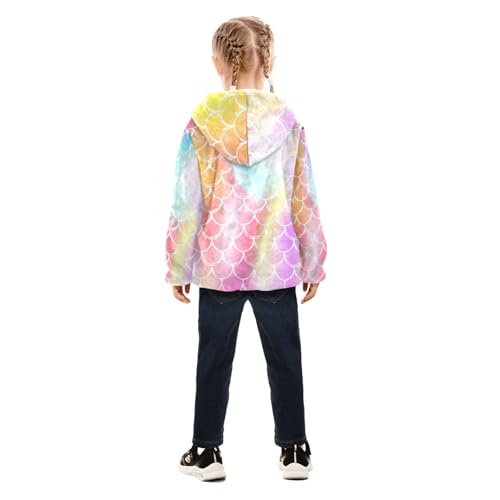 OTVEE Rainbow Fish Scale Kids Hoodie Jacket Fall Spring Full Zip Warm Outwear Coat4