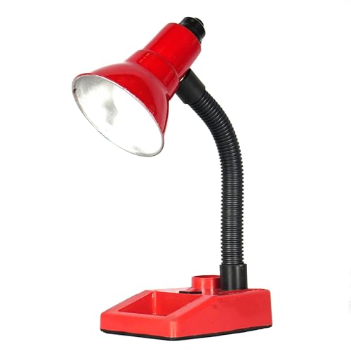 Image of Flexible Red Desk Lamp with Adjustable Neck - Study & Reading Light| B22 Holder| Including 5W Bulb| Pack of 1