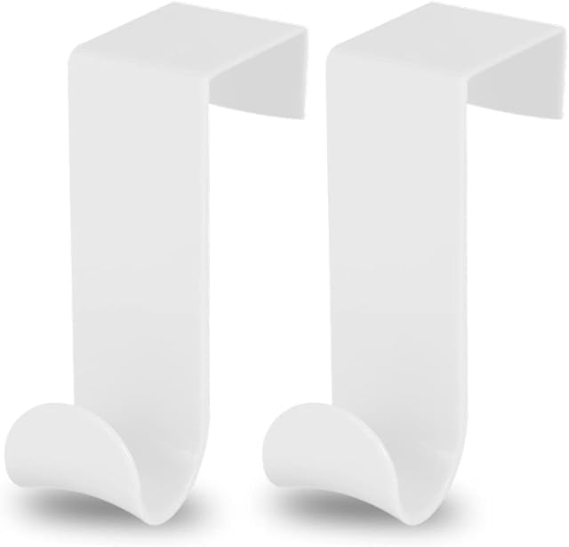 Over The Door Hooks Heavy Duty Single Over Door Hook Hanger White Door Hanger Organizer Plastic Towel Hanger Hook Sturdy Hanging Coat Rack for Hanging Coat, Hat, Jacket, Towel, Bag, Robe (2Pcs/4Pcs)