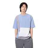 [コムサイズム] カラーブロッキング Tシャツ 47-60TK23-205 M サックス