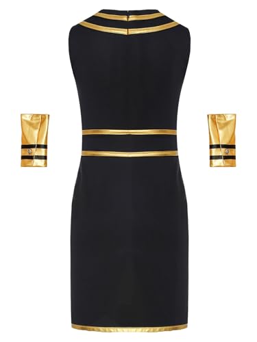 Halloween Boys Egyptian Pharaoh Outfits Ancient Egypt King Metallic Toga Gown Wrist Bands Set2