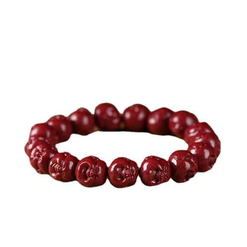 Bracelet en cinnabre rouge 8mm Bouddha de la joie, le cadeau idéal bien-être