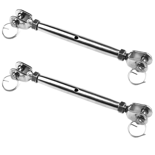 SHOWERORO 2 piezas Tensores cerrados de acero inoxidable M5 para cables, tensores de cuerda de alambre para elevación y tensión industrial miniatura 1