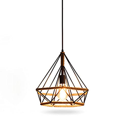 Lámpara colgante de techo vintage industrial con cuerda de cáñamo E27 regulable para decoración