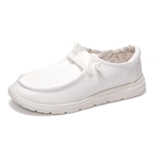 Image of Women's Canvas Loafers, Comfortable Slip-On Walking Shoes | Breathable Fabric Upper, Flexible Boat-Shoe Styling, Easy On and Off for Errands, Travel, Commuting and Everyday Wear