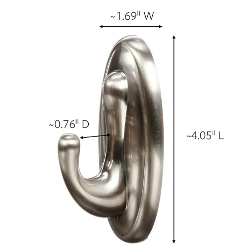 Command 5 lb Large Brushed Nickel Color Hook, 1 Hook and 2 Command Strips, Damage-Free Coat Hooks with Adhesive Strips, Traditional Hooks for Hanging Home Decor and Room Decor - image 2