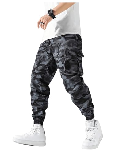 OYOANGLE Men's Camo Casual Joggers Pants Drawstring Waist Streetwear Tapered Pant with Pockets3