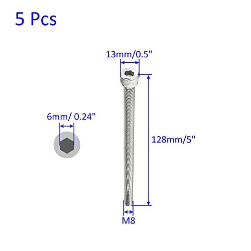 M METERXITY 5 Pack Hex Socket Head Cap Screws, Stainless Steel Full Thread Machine Screw, Anti Resistance - Image 3