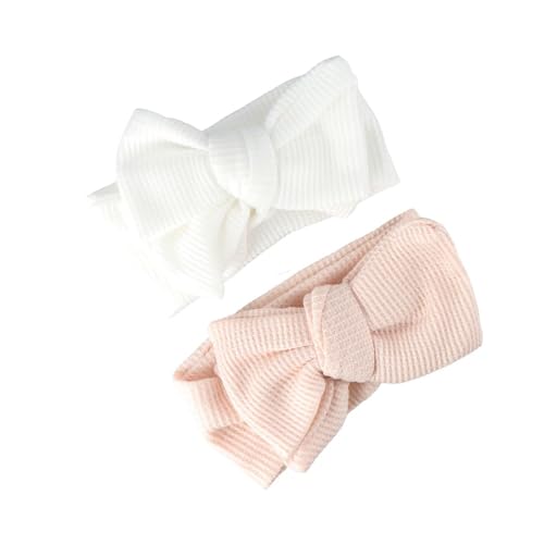 2Pcs Big Hair Bow Baby Headbands,Large Bowknot Elastic Stretchy Wide Headbands Hairband Hairbows Turban Headwraps for Newborn Infant Toddler