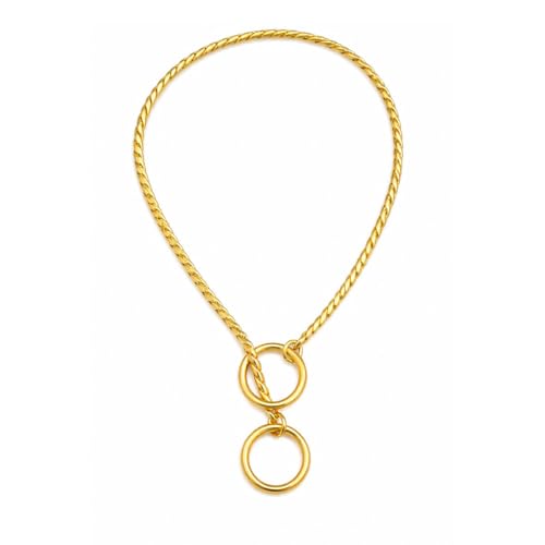 Image of Heavy Duty Choke Swivel Metal Dog Chain - Durable Training Collar with Strong Links & 360 Swivel for Medium & Large Dogs (Snake Chain 5 MM - Golden)