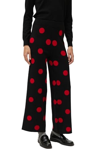 Pantalon en tricot jacquard à pois rouges idéal pour vos sorties urbaines