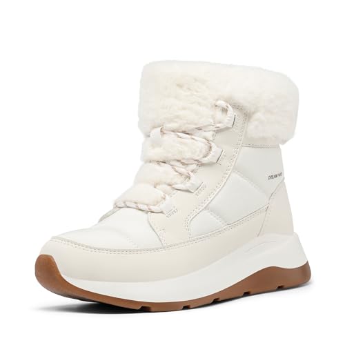 DREAM PAIRS Women's Winter Snow Boots, Faux Fur Waterproof Ankle Booties, Zaylee Ladies Comfortable Short Boots Outdoor 6 Off-white