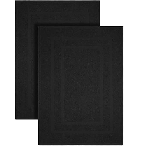 GOLD TEXTILES Premium Black Bath Mat - 2 Pack 22x34