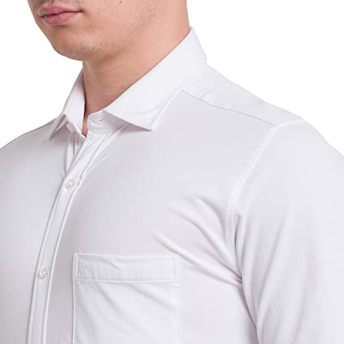 Image of Park Avenue Men's Cotton Blend Solid Pattern Slim Fit Narrow Collar Full Sleeve Formal Shirt