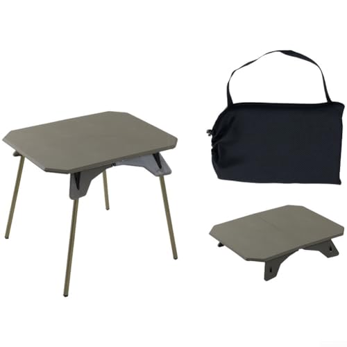 Mesa de camping plegable, escritorio portátil de picnic de plástico con patas de aluminio, muebles compactos para exteriores para senderismo, barbacoa, playa, incluye bolsa de transporte (verde)