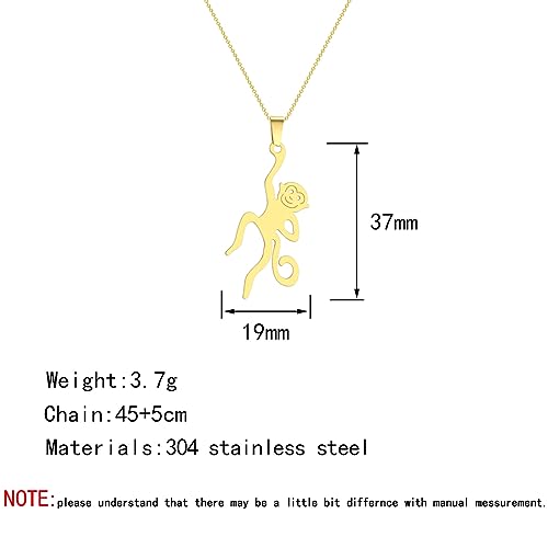 Collier singe pour filles acier inoxydable - Pendentif charme primate