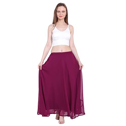 Image of Skirt for Women Designer and Full Flared Georgette Plain