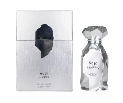Arabiyat Prestige Marwa Eau de Parfum, 100 ml, color plata para hombre. Fabricado en los Emiratos Árabes Unidos.