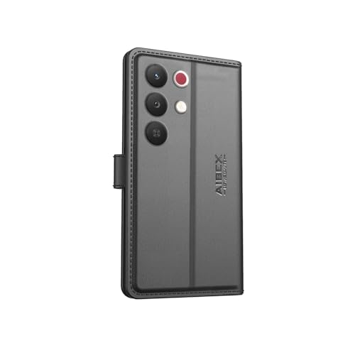 Image of AIBEX Compatible for Realme Narzo 90X 5G / Realme C85 5G / Realme 15X 5G Flip Cover Leather Finish | Inside TPU with Card Pockets | Wallet Stand | Complete Protection Flip Case Black