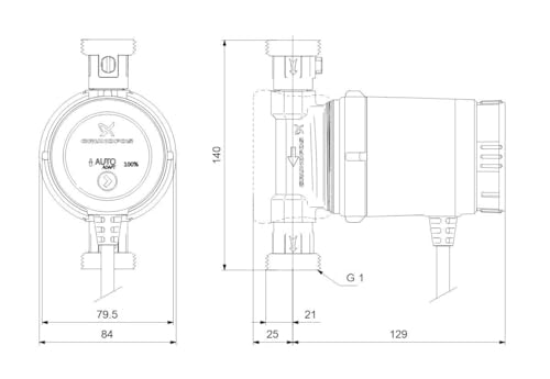 Grundfos Comfort UP20-14bxa-pm circulateur sanitaire 110mm G 1.1/4 - 3