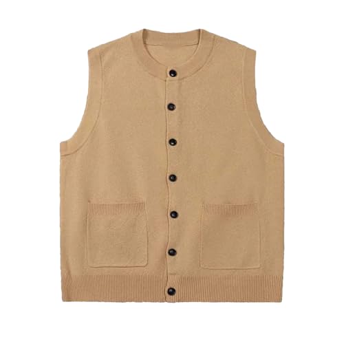 Yeuyyben Male Spring Autumn Large Size O-Neck Sleeveless Sweater Men's Loose Casual Knitted Cardigan Vests