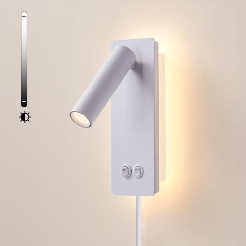 Image of LED Wall Mounted Reading Light, Flexible Gooseneck Book Light for Reading in Bed (Dimmable-White, 1 Pack)