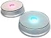 Amlong Crystal Merchandise Display Base, LED Lighted, Mirrored Top, 3 Color Changing Lights, Silver (Pack of 2)