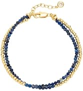 WEARON Gold Beaded Turquoise Bracelets for Women Dainty Stackable Stone Beaded Mixed Layered Link...