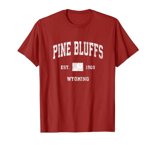 Pine Bluffs Wyoming WY Vintage Athletic Sports Design T-Shirt, Men, Cranberry Red, 3X-Large