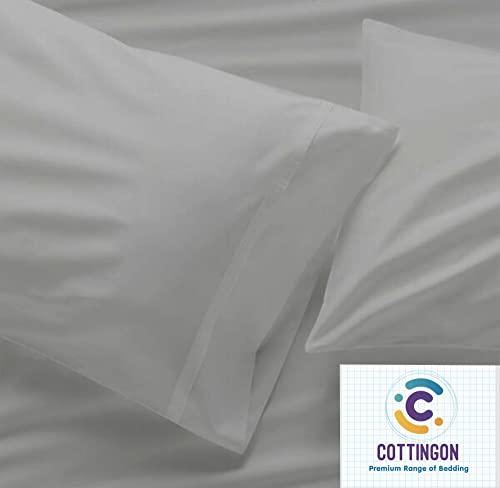 Image of Cottingon Full XL Dorm Bed Sheets 4 Piece Set for College Rooms, Luxury Soft Microfiber Sheets fits 6 to 10 Inches Deep Pocket Mattress, Extra Long Dorm Bedding, 54 inch x 80 inch, Light Grey