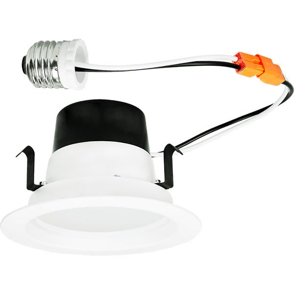 RDL4-50K-WP 4 in. White Integrated LED Recessed Ceiling Light Fixture Retrofit Baffle Trim with 90 CRI, 5000K Daylight