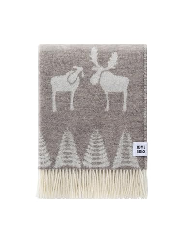 JJ Textile Moose Brown Throw New Wool & Recycled Merino