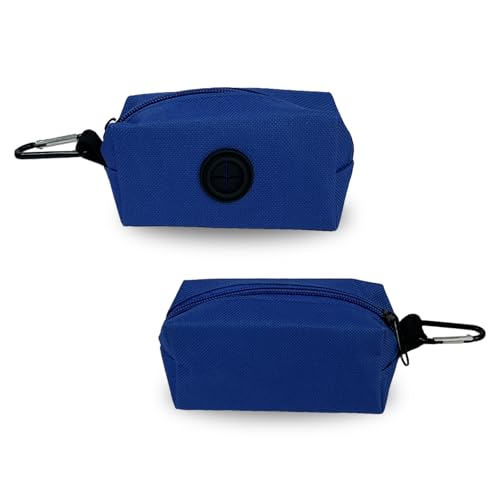 Image of 2 Pack Dog Poop Bag Holder, Pet Dog Waste Bag Dispenser for Leash with Metal Clip, Hand Free Doggie Dog Bag Holder Attachment, Fit Any Dog Leash Belt (Blue)