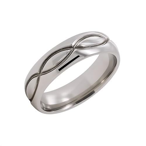 6mm Women’s Titanium Infinity Ring – Polished Comfort Fit Wedding Band with Engraved Symbol Design2