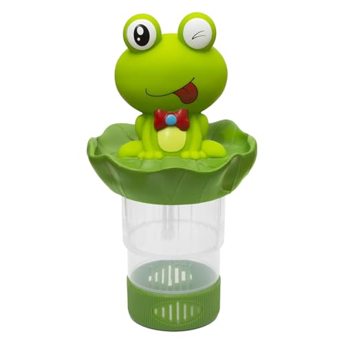 Soporte flotante de cloro, cesta de cloro de rana, liberación ajustable, gran capacidad, productos de prueba de agua resistentes para pestañas de 3 pulgadas