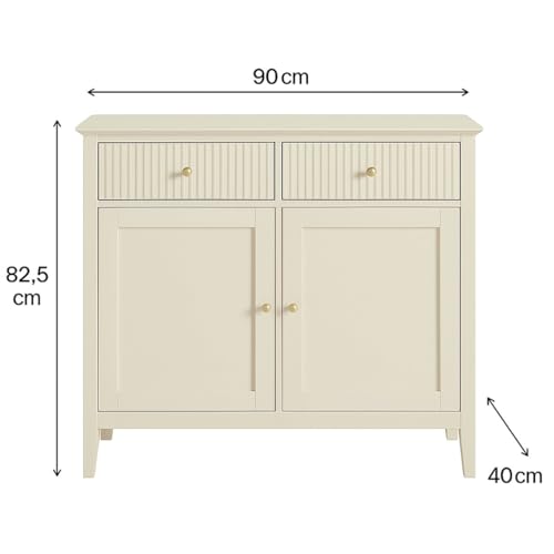 Taupe Fluted Two Door Two Drawer Storage Sideboard - Hales Taupe Range - Image 2