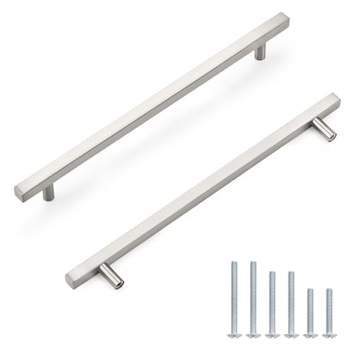 Probrico Brushed Nickel Cabinet Pulls & Handles 10" CC Square 5 Pack