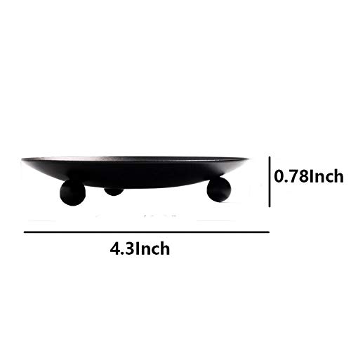 Yyaaloa 2 Pcs Black Decorative Iron Plate Candle Holder 4.33'' Candle Stand Candle Plate For Led & Wax Candles, Incense Cones, Spa, Weddings (Black-2 Pack) #TOP2