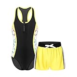  TiaoBug Fille Maillot de Bain Imprimé 2 Pièces Bodysuit Combinaison Natation Short de Bain Bikini de Plage Tankini Ensemble Sport Danse 4-16 Ans Étoile de mer Blanche 3-4 Ans