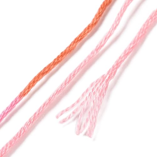 Image of FASHEWELRY 10 Skeins Embroidery Floss Thread 0.5mm Dyed Cross Stitch Floss 6-Ply Friendship Bracelet String for Jewelry Making Bracelets Sewing Knitting Stitching Craft DIY (Pink Orange)