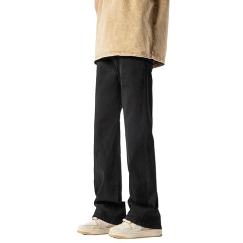 Pants Trousers Denim Stretch Pure Black Jeans Men's Straight Leg Port Style Street Men