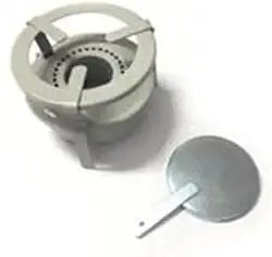 Fogão Portátil a Álcool para Camping, Base Metálica, com Suporte e Disco