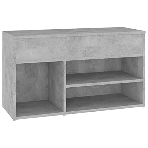 vidaXL Banco Zapatero Estante de Zapatos Armario Organizador Celosía Pasillo Entrada Vestíbulo Almacenaje de Contrachapada Gris Hormigón 80x30x45 cm