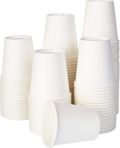 NOVEO 100/300/500/1000/2000/3000 Gobelets en carton pour boissons froides ou chaudes, 200 ml, 7OZ, Blanc jetables (500)
