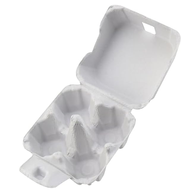 50 PCS Paper Egg Cartons for Kitchen, Farm, Market, Travel and Transport - 4 Pulp Cartons, White
