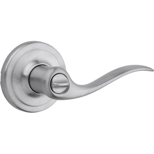 Image of Kwikset Tustin Entry Door Handle with Lock and Key, Secure Keyed Reversible Lever Exterior, Doorlock, For Front Entrance and Bedrooms, Satin Chrome, Pick Resistant Smartkey Rekey Security